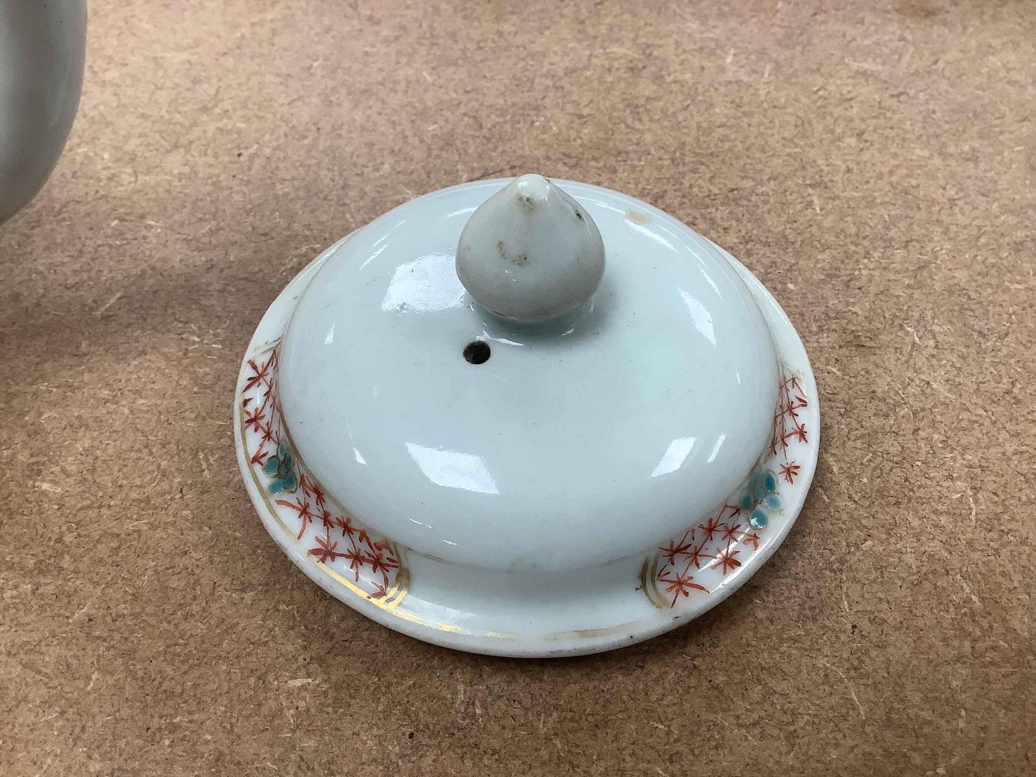 An 18th century Chinese famille rose teapot and associated cover 13cm